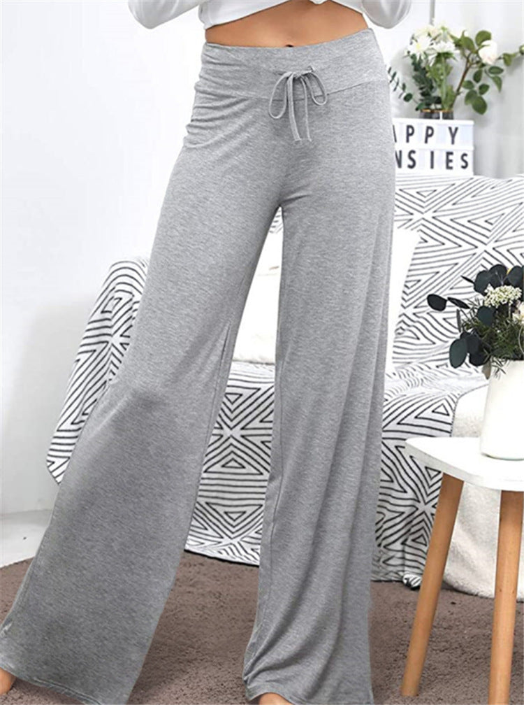 Wide Leg High Waist Elastic Band Casual Pants - LODIMAE FASHION 