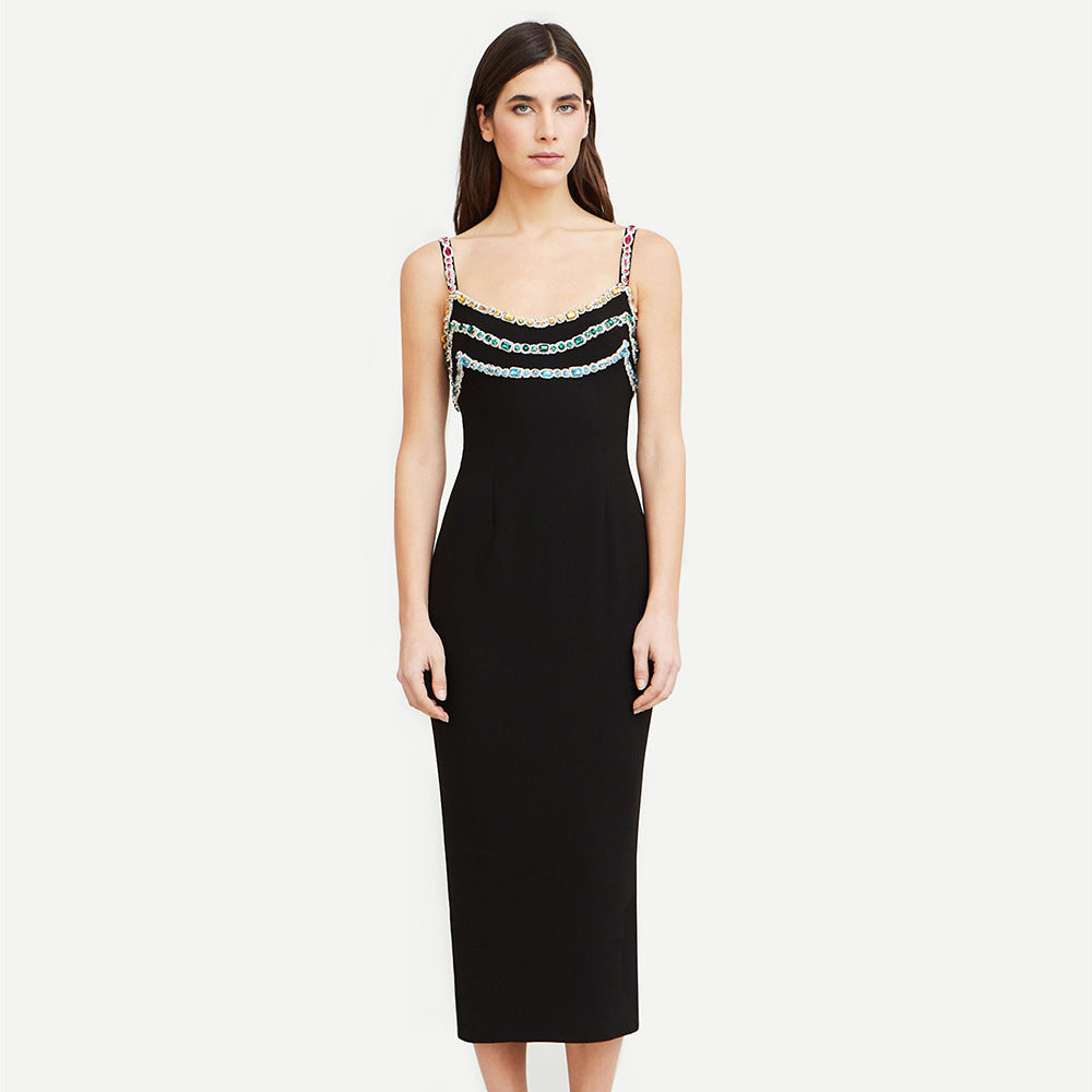 Rhinestone Sling Temperament Party Dress - LODIMAE FASHION 