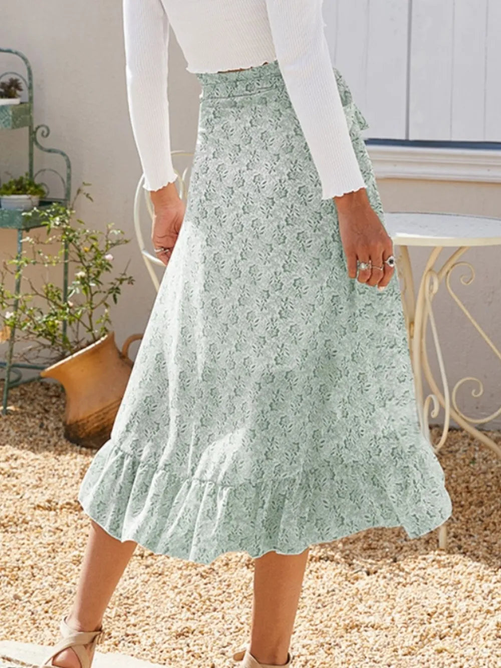 Printed Ruffled Midi Skirt - LODIMAE FASHION 