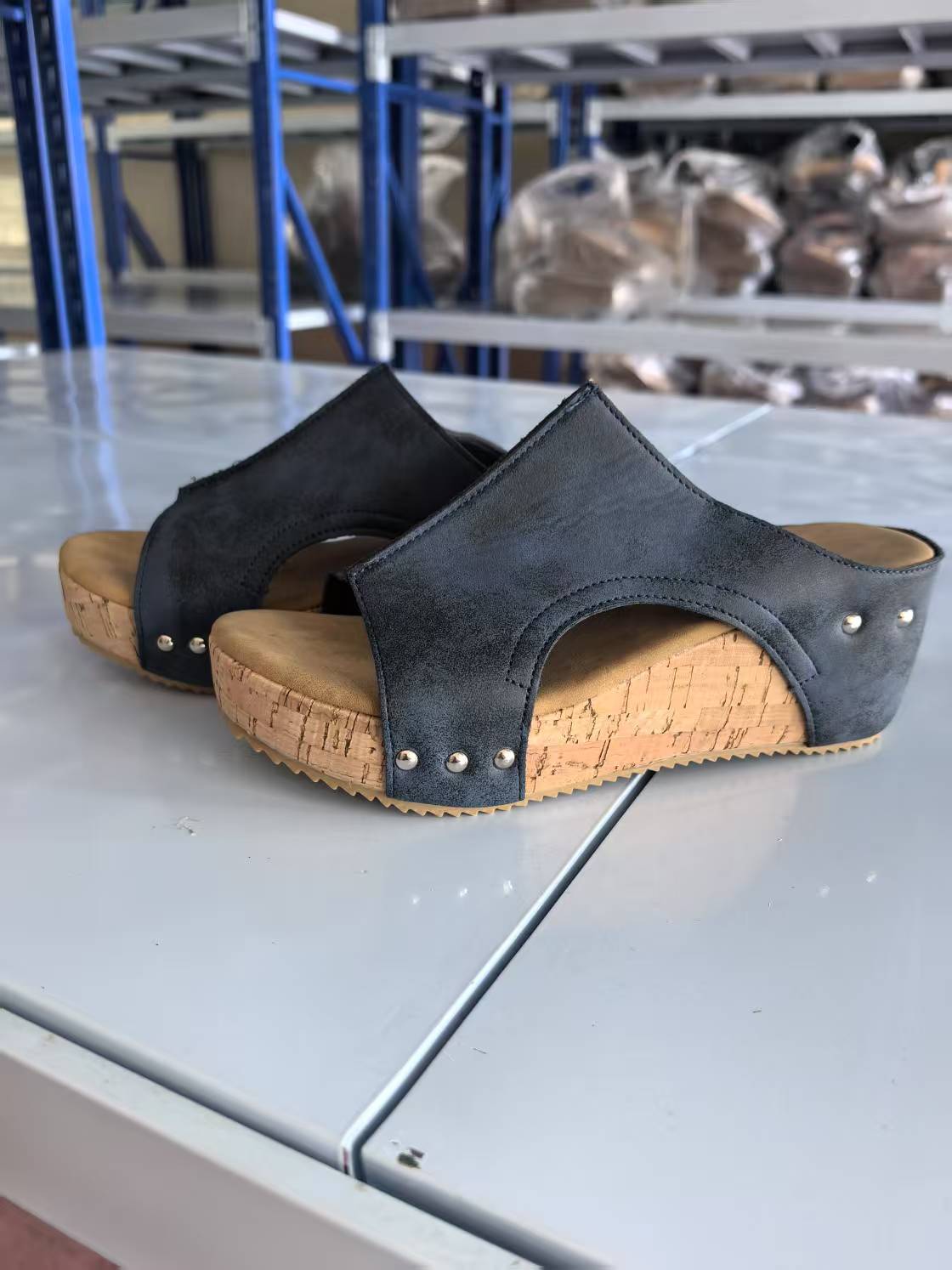 Wedge heel sandals, round-toed thick-soled Roman sandals, women's plus-size fish-mouth muffin ss - LODIMAE FASHION 