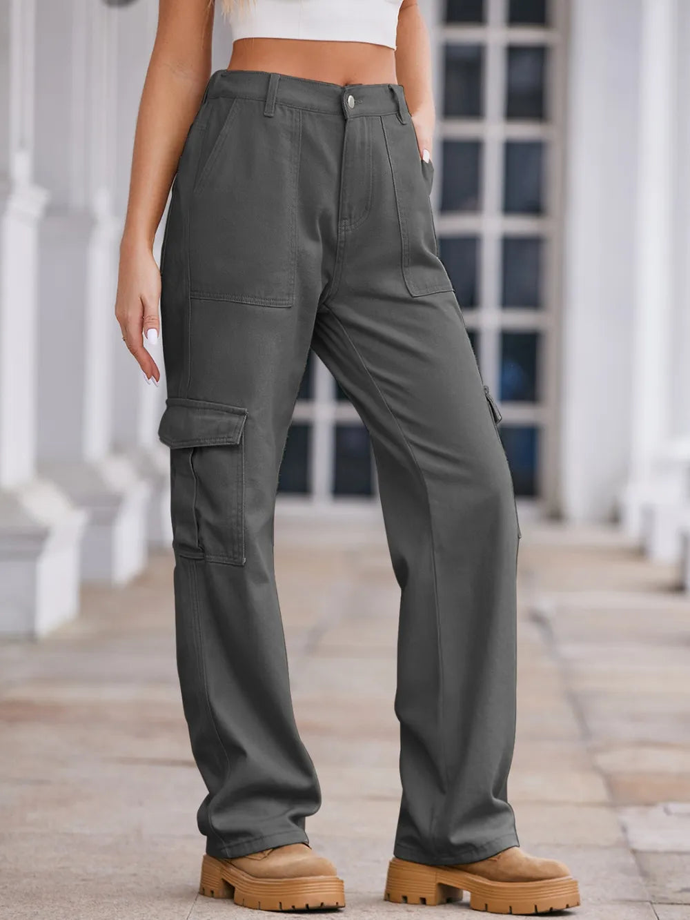 Straight Denim Cargo Pants - LODIMAE FASHION 