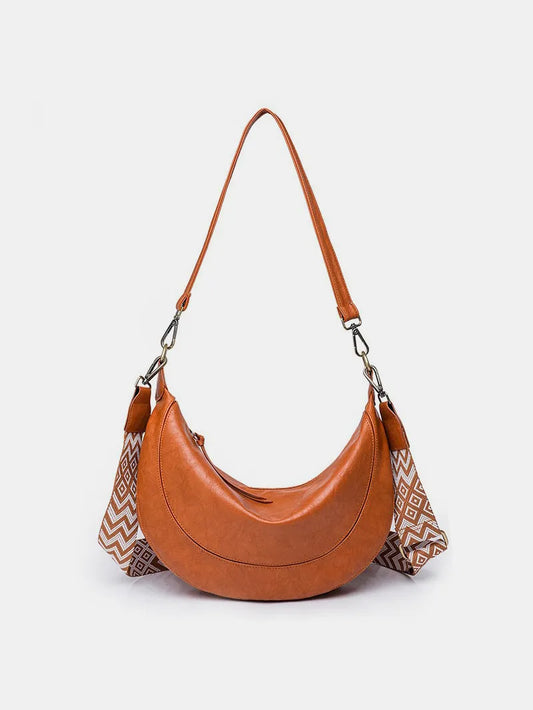 PU Leather Crescent Shaped Removable Strap Crossbody Bag - LODIMAE FASHION 