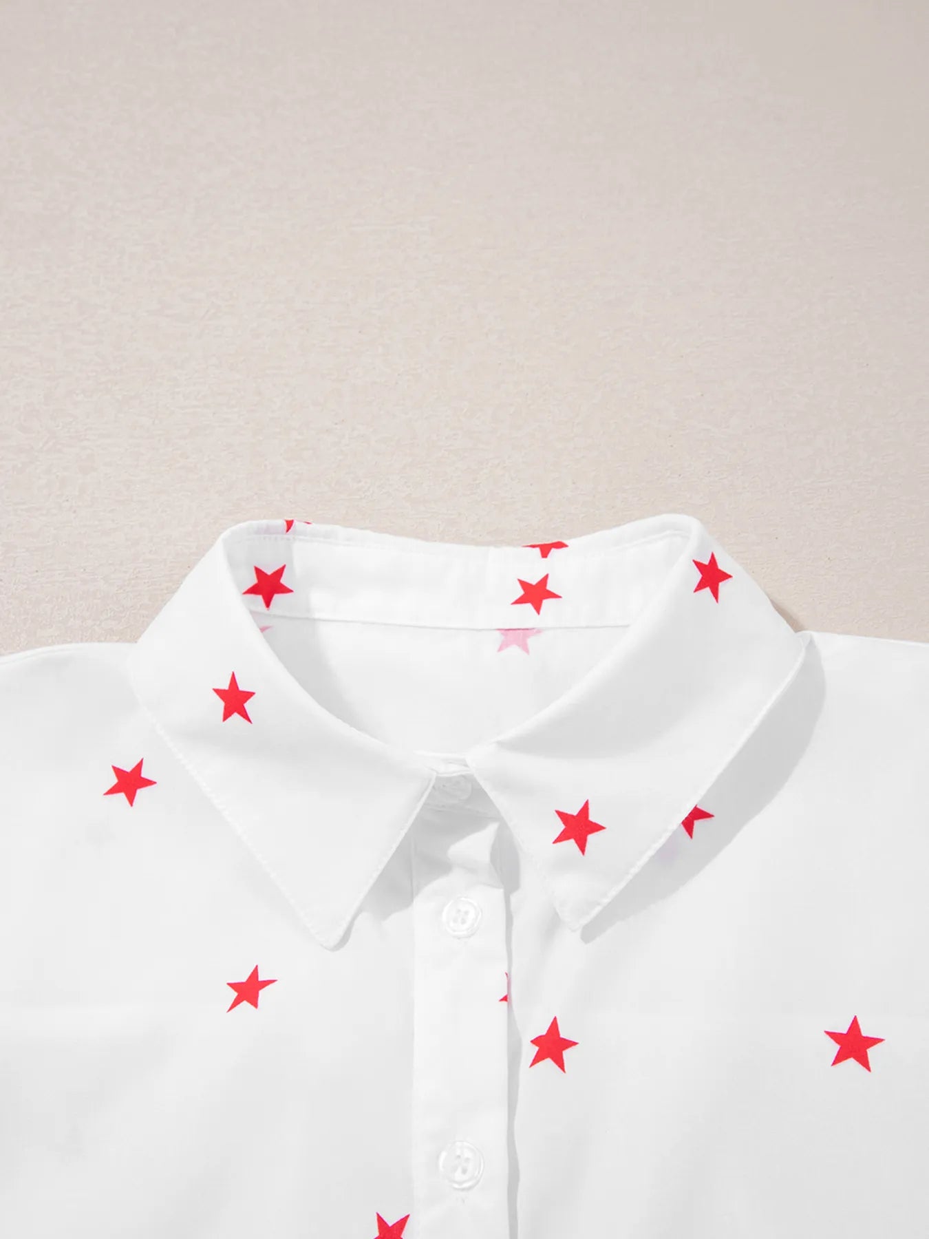 Star Print Puff Sleeve Button-Up Shirt - LODIMAE FASHION 