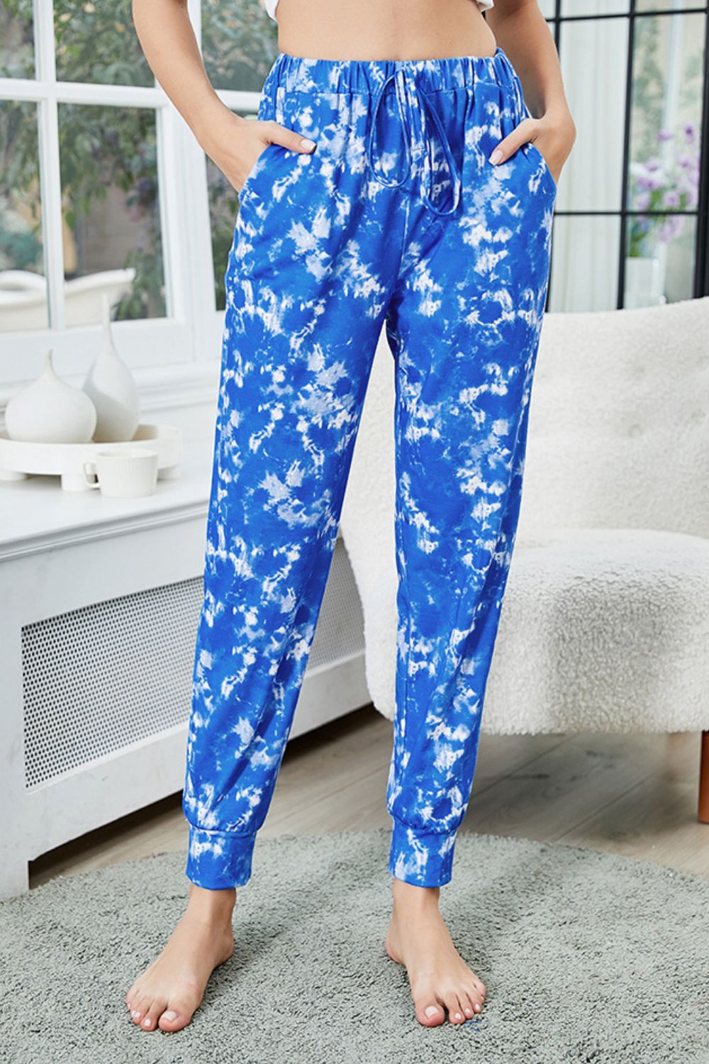 Shiny Tie-Dye Drawstring Waist Joggers with Pockets - LODIMAE FASHION 