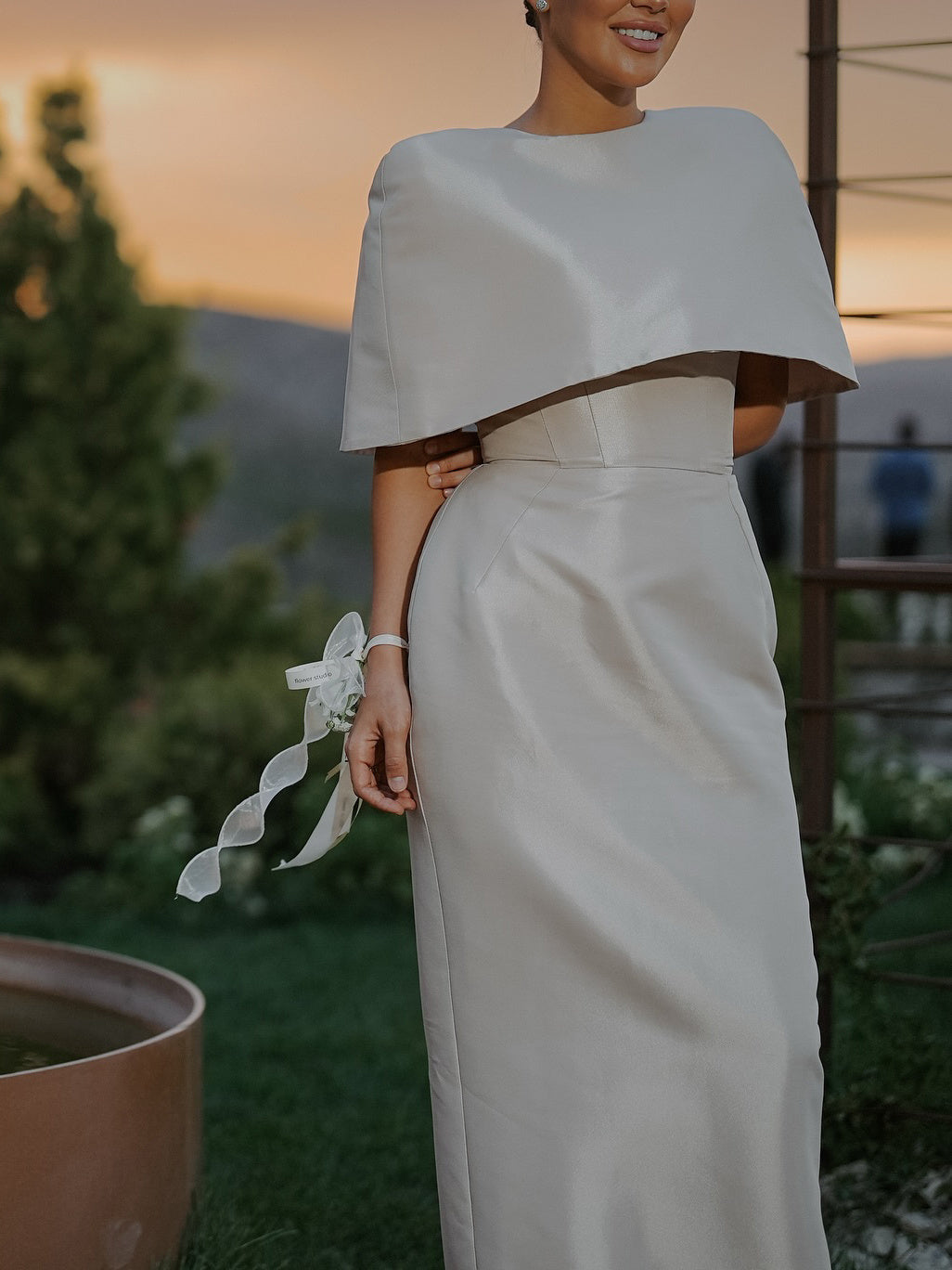 Satin Cape-style Top &Fitted Maxi Dress Set - LODIMAE FASHION 