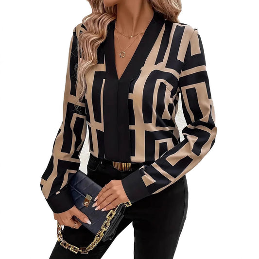 Spring And Summer Geometric Pattern Black Women's Top - LODIMAE FASHION 