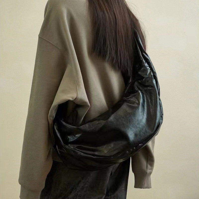 Cute Korean Y2K Oil Wax Leather Shoulder Messenger Bag - LODIMAE FASHION 