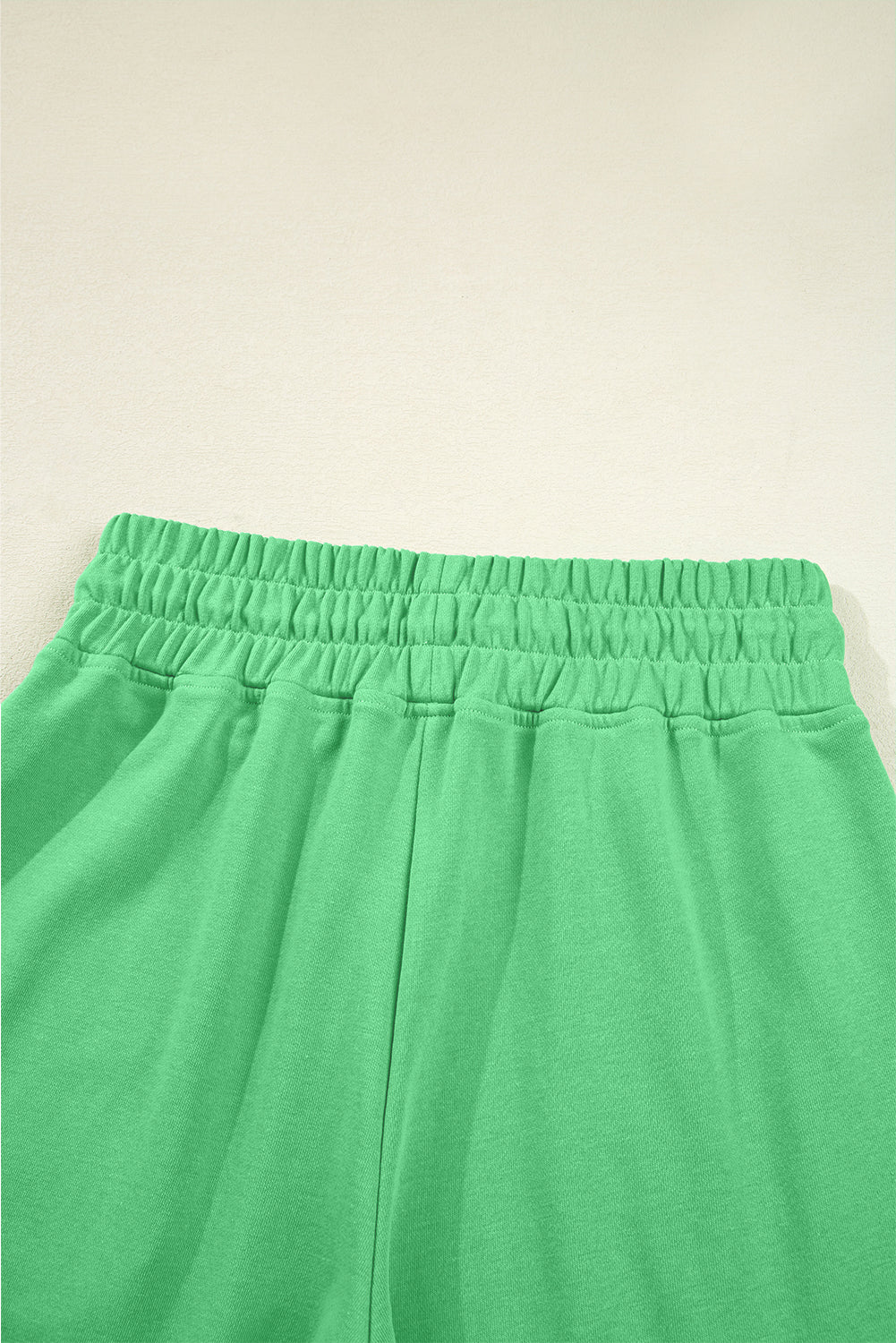 Bright Green Drop Shoulder Crop Pullover Drawstring Wide Leg Pants Set - LODIMAE FASHION 