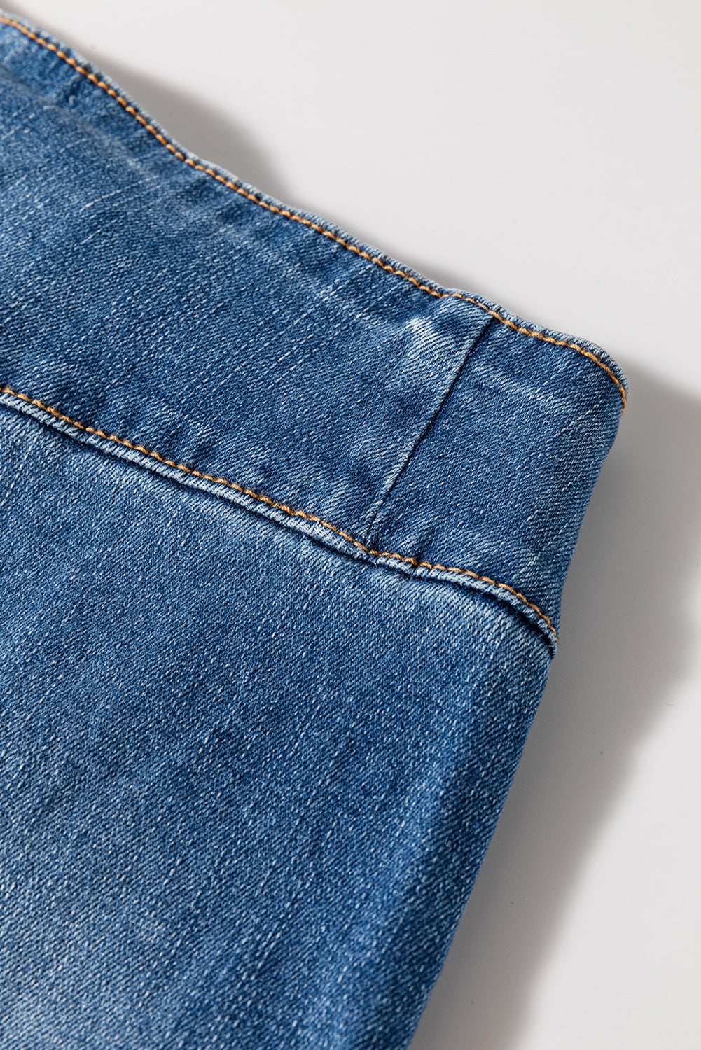 Sail Blue High Waist Button Raw Hem Jeans - LODIMAE FASHION 