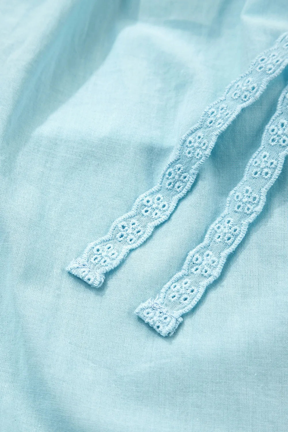 Eyelet Lace Trim Puff Sleeve Blouse - LODIMAE FASHION 