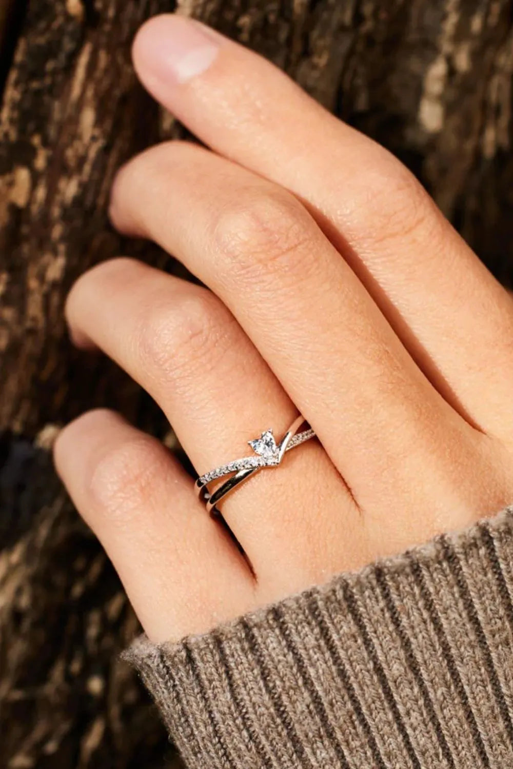 925 Sterling silver Inlaid Zircon Heart Open Ring - LODIMAE FASHION 