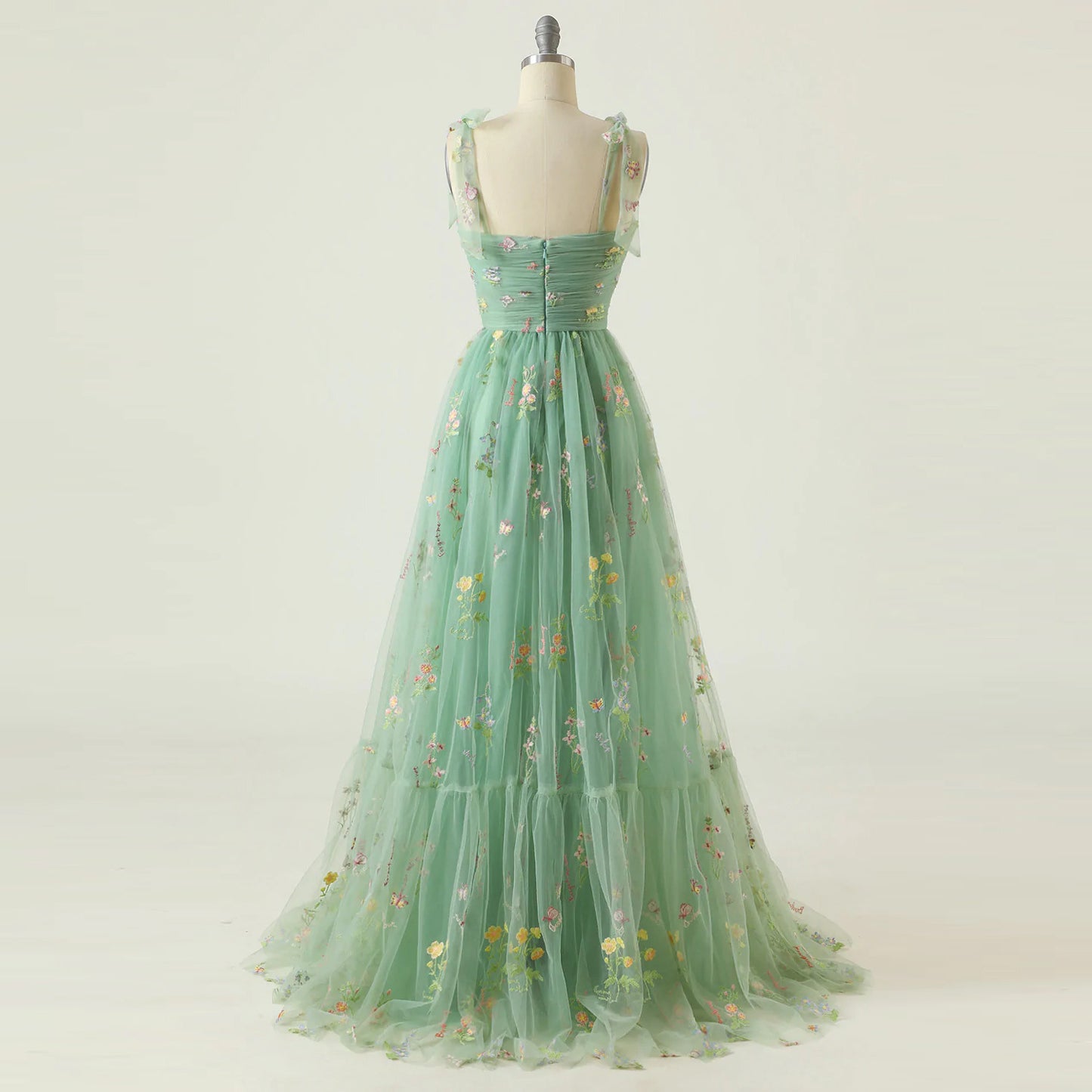 Long Niche Strap Embroidered Heavy Work Floral Dress - LODIMAE FASHION 