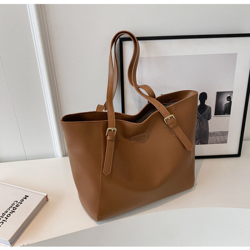 Extra Large Leather Laptop Tote Bag - Everyday Shoulder Bag with Zipper - LODIMAE FASHION 