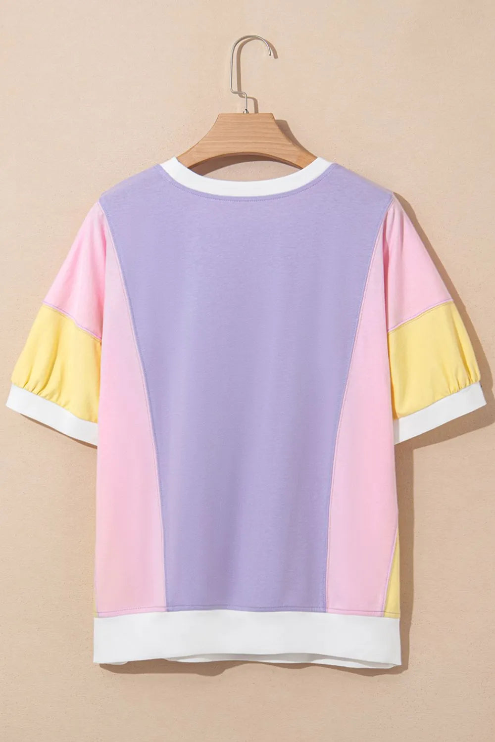 Color Block Patchwork Half Sleeve Oversized T Shirt - LODIMAE FASHION 