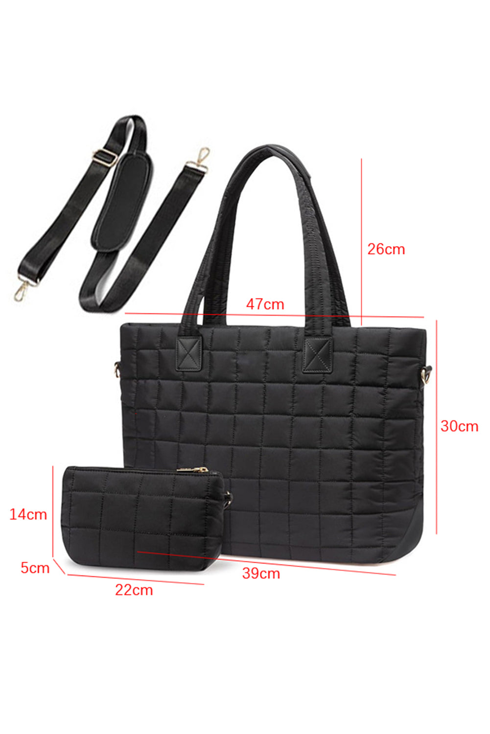 Large Quilted Ladies Laptop Tote Bag and Clutch 2pcs Set - Grace Beauty H&C - LODIMAE FASHION 