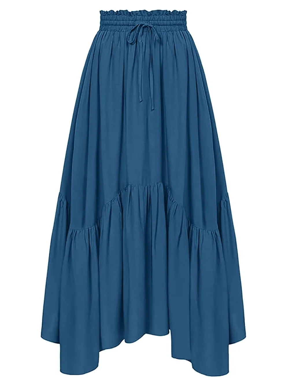 Smocked Waist Band Ruched Layered Skirt - LODIMAE FASHION 