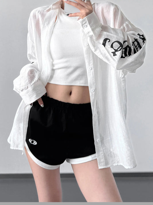 Button-Up Long Sleeve Oversized Shirt - LODIMAE FASHION 