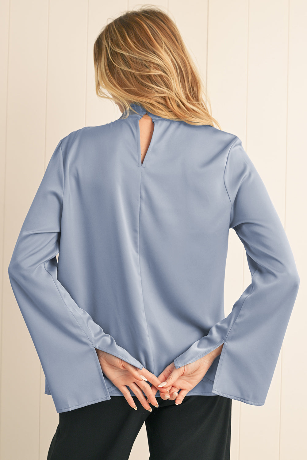 Ivy Asymmetric Turtleneck Elegant Satin Blouse - LODIMAE FASHION 