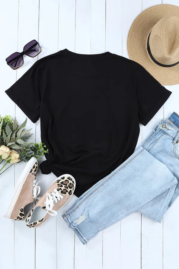 AMEN Bow Round Neck Short Sleeve T Shirt - LODIMAE FASHION 