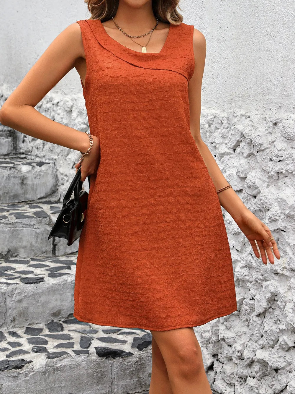 Asymmetrical Neck Mini Dress – Sleeveless Bodycon Style - LODIMAE FASHION 