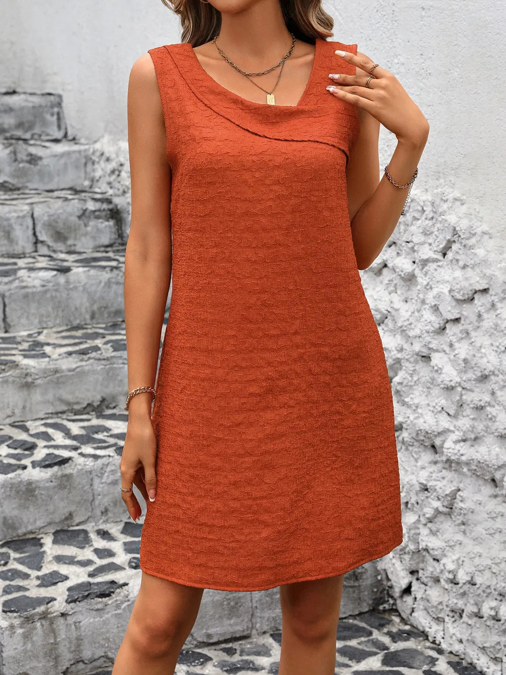 Asymmetrical Neck Mini Dress – Sleeveless Bodycon Style - LODIMAE FASHION 
