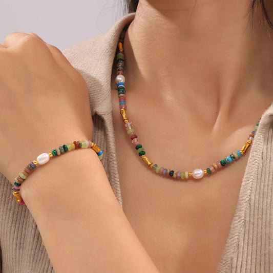 Bohemian Natural Stone Pearl Beaded Jewelry Set - LODIMAE FASHION 