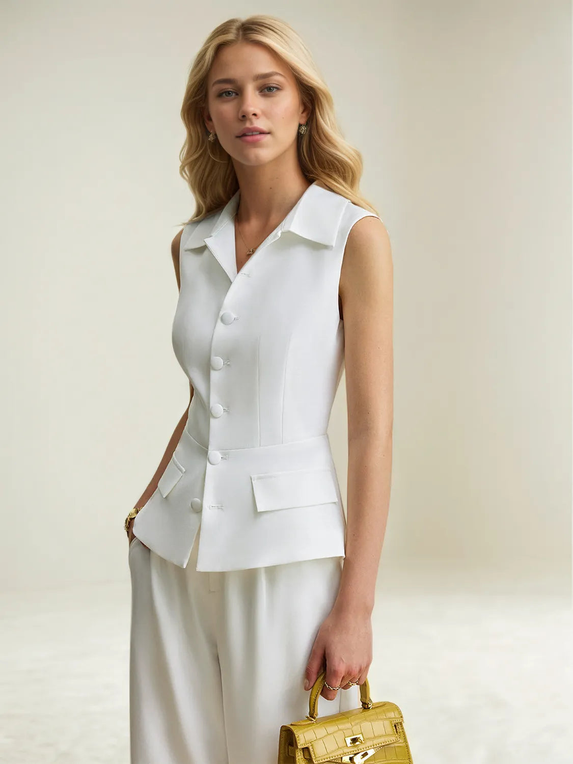 Button Up Vest and Pants Suit Set - LODIMAE FASHION 
