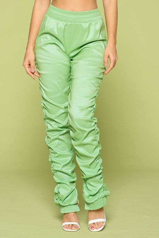 Leather Pu Ruched Pants - LODIMAE FASHION 