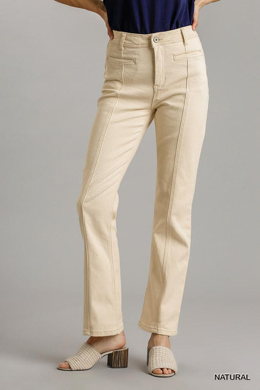 Panel Straight Cut Denim Jeans With Pockets - LODIMAE FASHION 