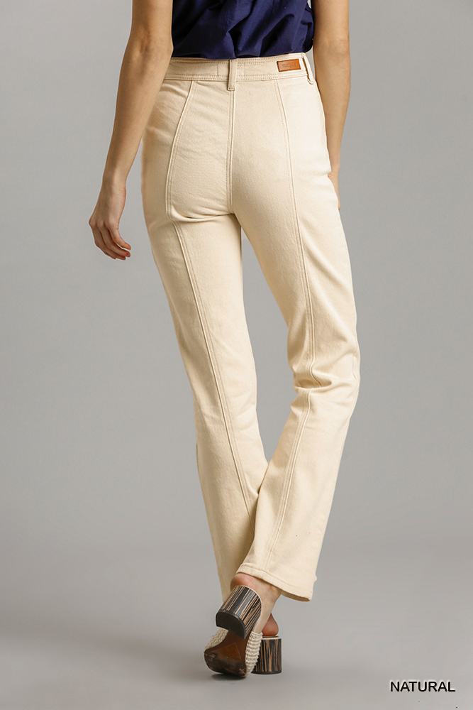 Panel Straight Cut Denim Jeans With Pockets - LODIMAE FASHION 