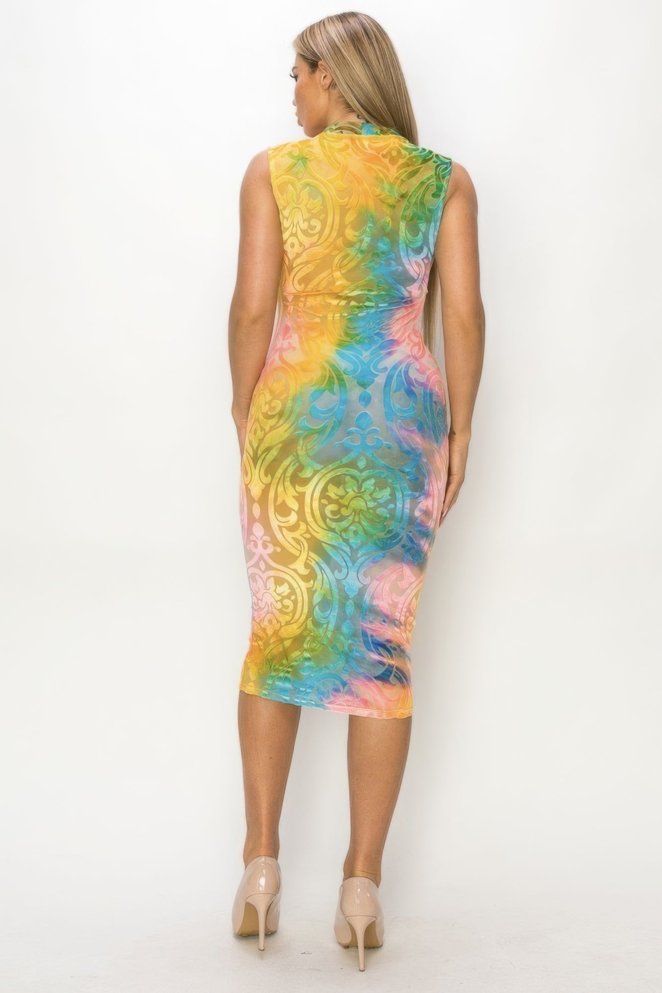 Velvet Burn Out Pattern Sexy Midi Dress - LODIMAE FASHION 