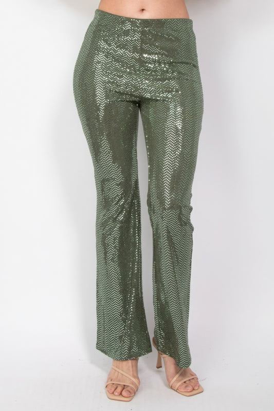 Sequined Fit & Flare Midrise Pants - LODIMAE FASHION 