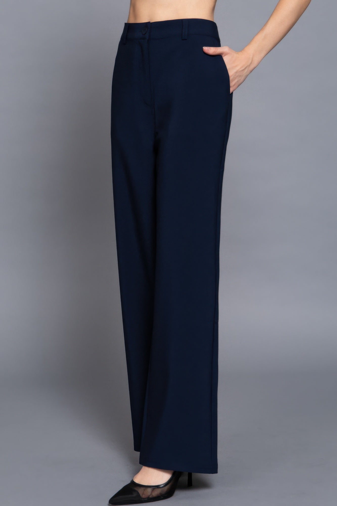 Back elastic straight woven long pants - LODIMAE FASHION 