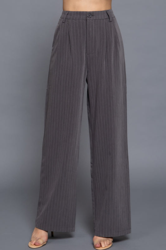 Pin Stripe Woven Straight Pants - LODIMAE FASHION 