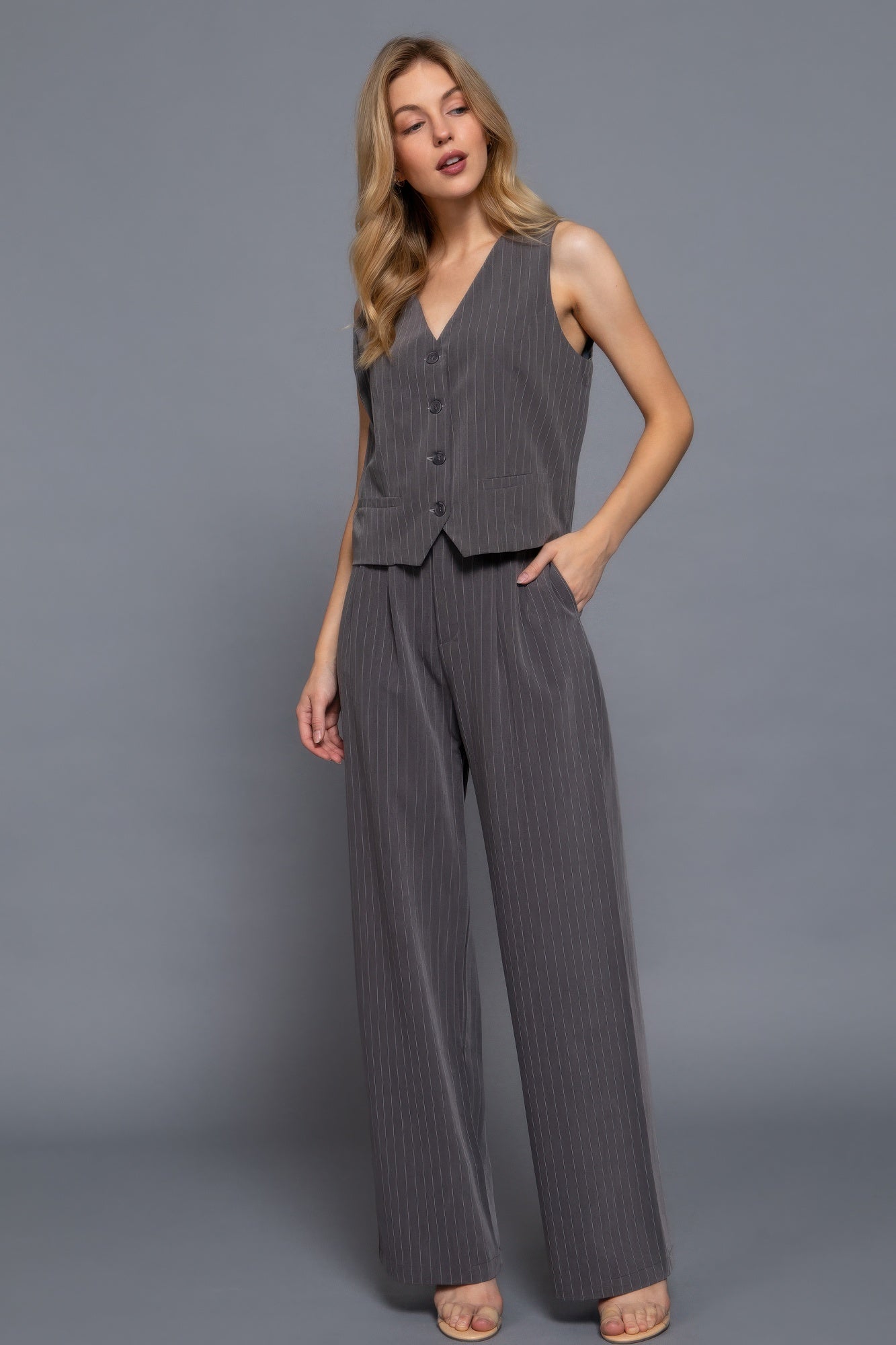 Pin Stripe Woven Straight Pants - LODIMAE FASHION 