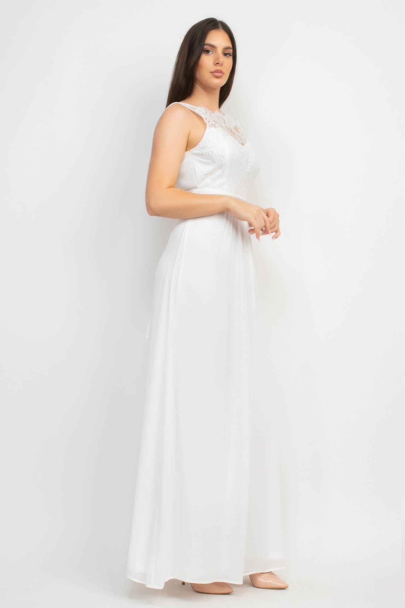 Jewel Waist-tie Lace Maxi Dress - LODIMAE FASHION 