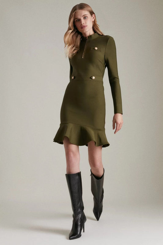 City Chic Long Sleeve Buttoned Mini Dres - LODIMAE FASHION 