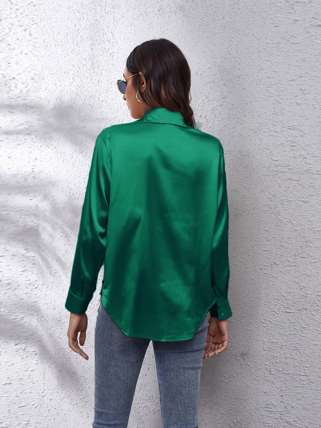 Collared Neck Buttoned Long Sleeve Shirt - LODIMAE FASHION 