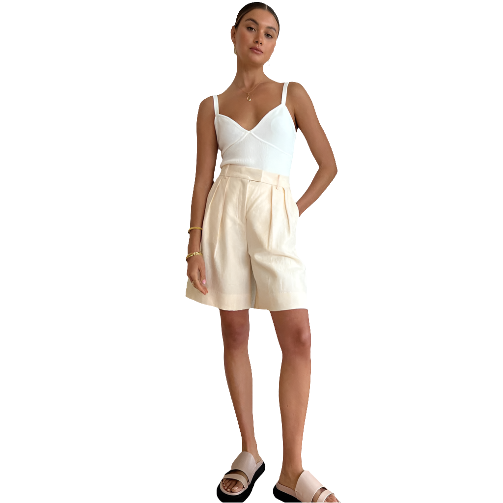 Cotton-Linen Vest and Shorts Two-Piece Set - LODIMAE FASHION 