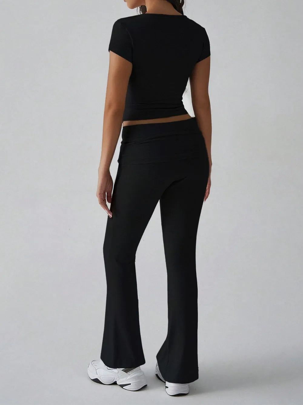 Devine V-Neck Top and Bootcut Leggings Set - LODIMAE FASHION 