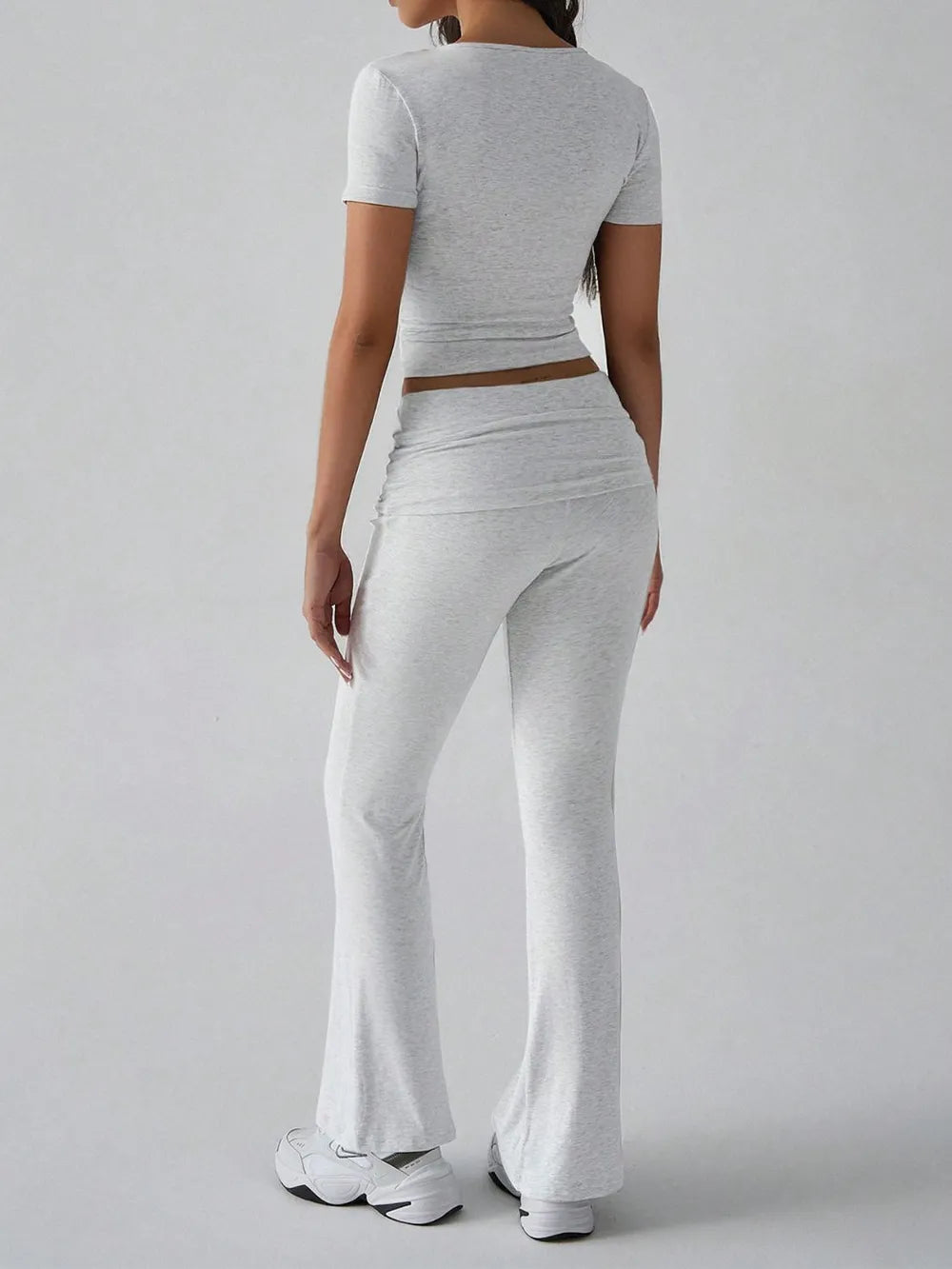 Devine V-Neck Top and Bootcut Leggings Set - LODIMAE FASHION 