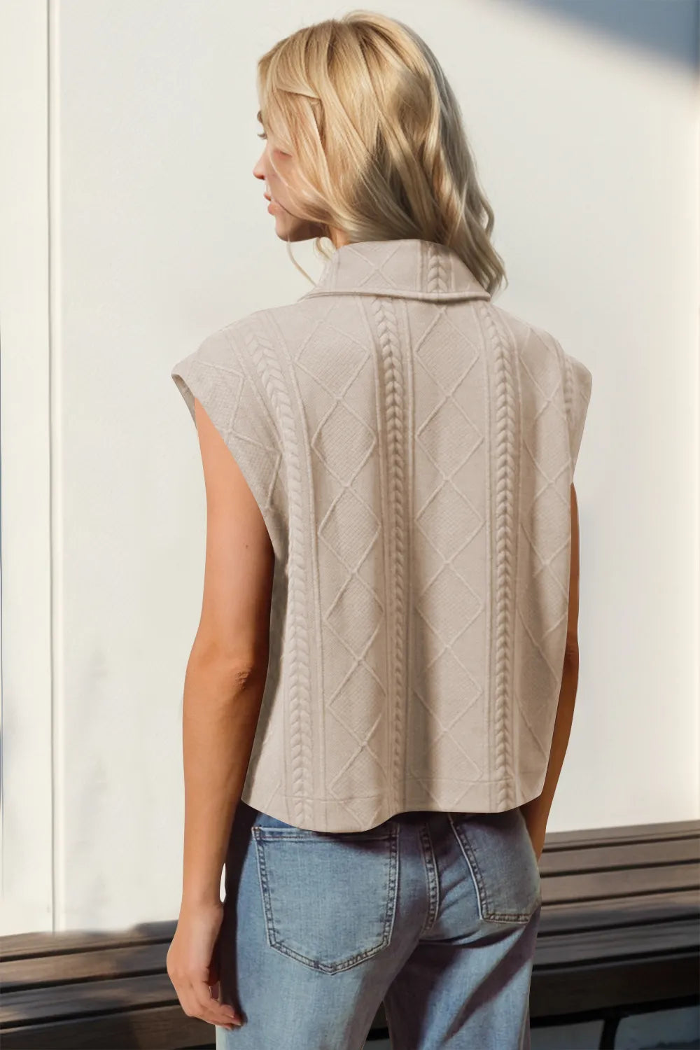 Double Take Snap Down Texture Crop Vest - LODIMAE FASHION 