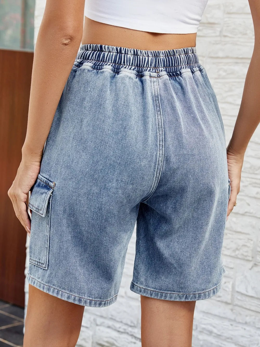 Drawstring Denim Shorts with Pockets - LODIMAE FASHION 