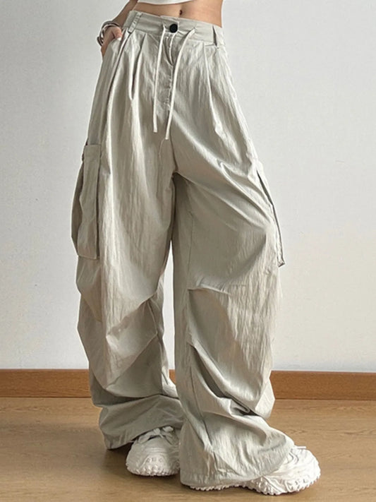 Drawstring Wide Leg Cargo Pants - LODIMAE FASHION 