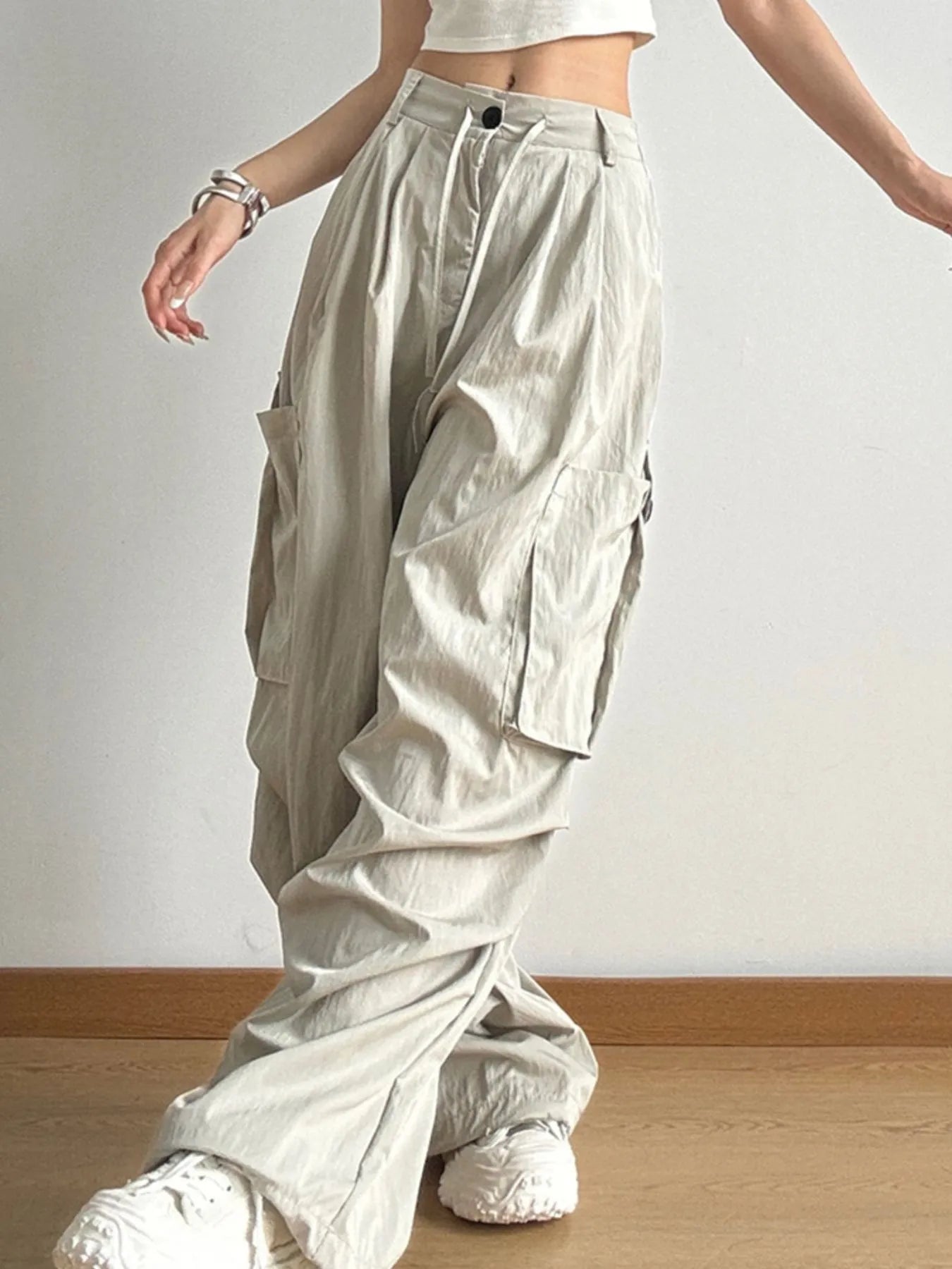 Drawstring Wide Leg Cargo Pants - LODIMAE FASHION 