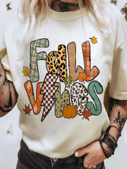 FALL VIBES Cotton Blend Casual T Shirt - LODIMAE FASHION 