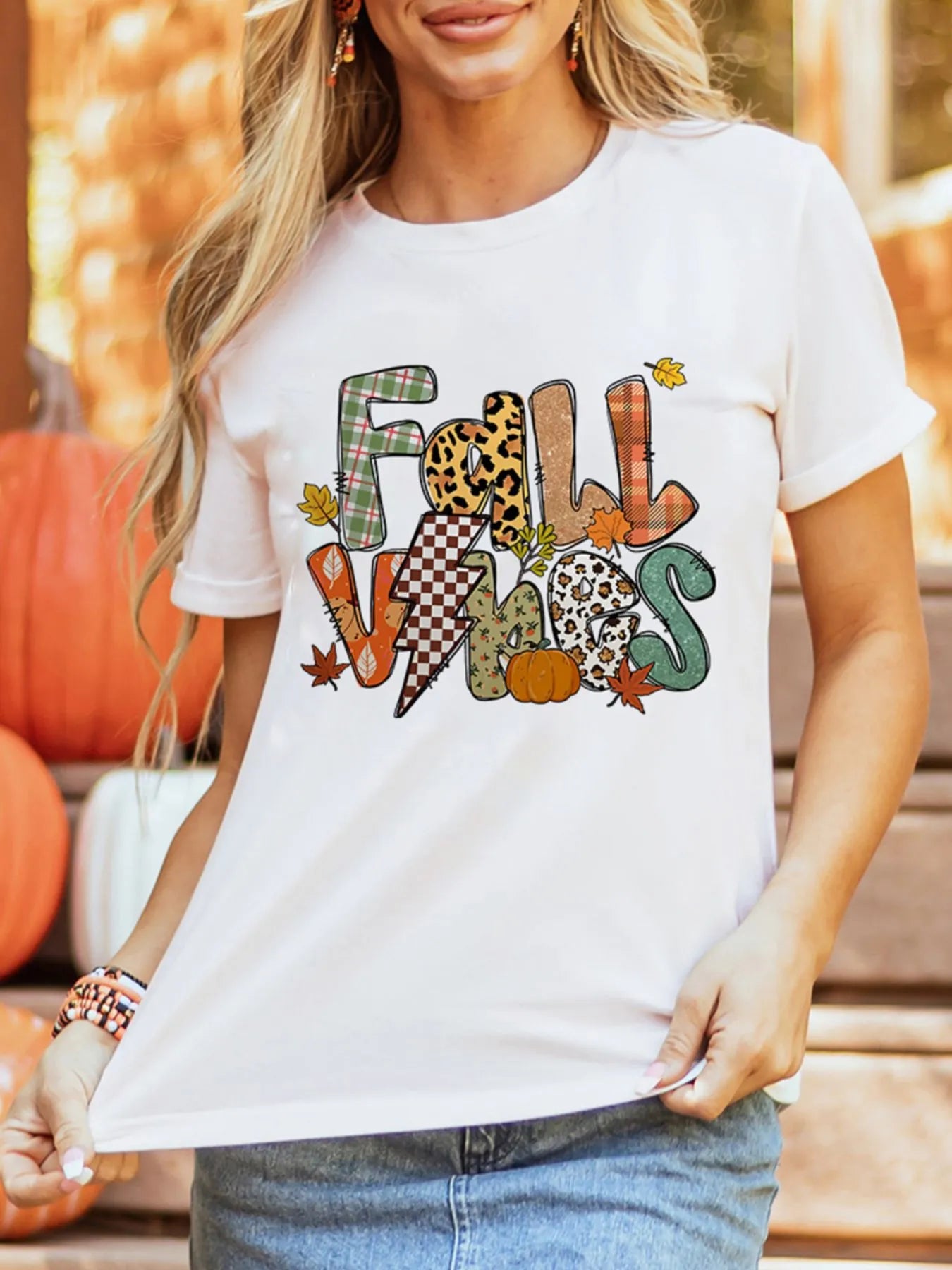 FALL VIBES Cotton Blend Casual T Shirt - LODIMAE FASHION 