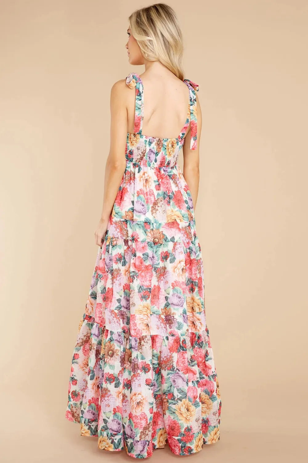 Floral Square Neck Wide Strap Maxi Dress - LODIMAE FASHION 