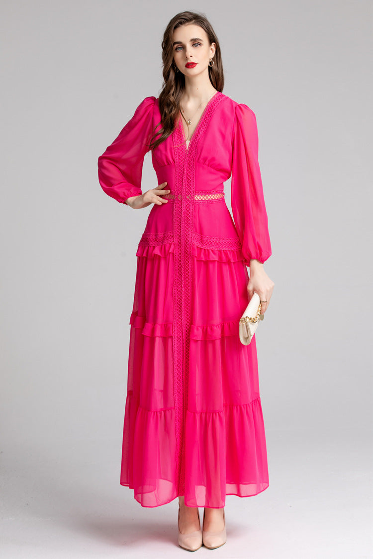 French fashion solid colour long dress - LODIMAE FASHION 
