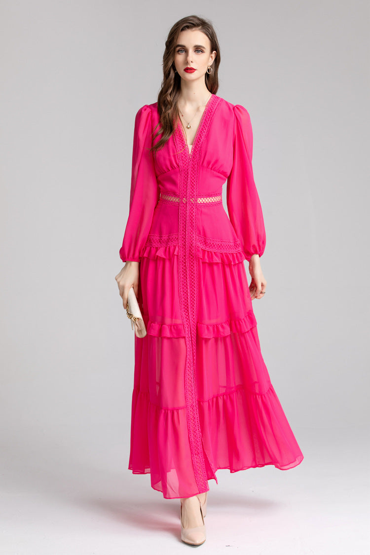 French fashion solid colour long dress - LODIMAE FASHION 
